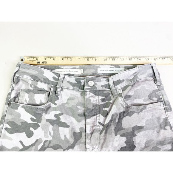Pilcro & Letterpress Sz 30 High Rise Skinny Velour Textured Gray Camo Pants EUC - Picture 5 of 9